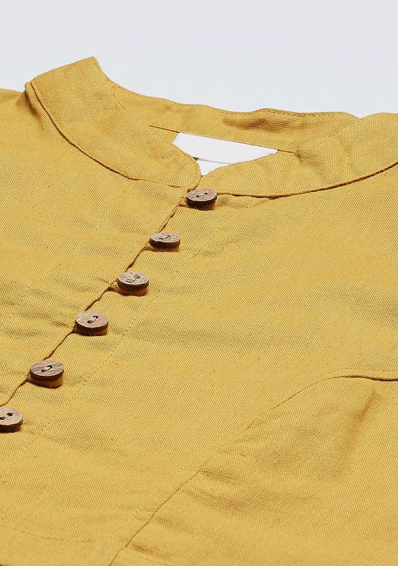 Mustard Solid Cotton Blouse - Indya