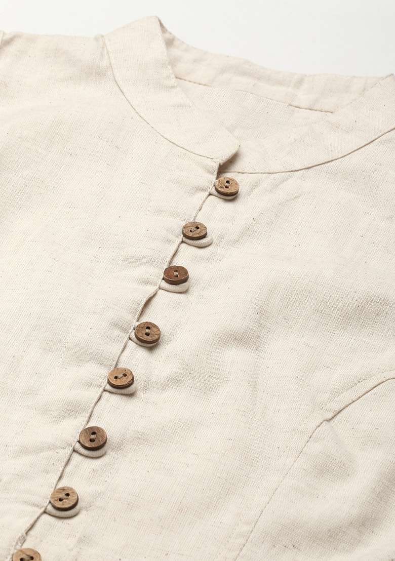 White Solid Cotton Blouse - Indya