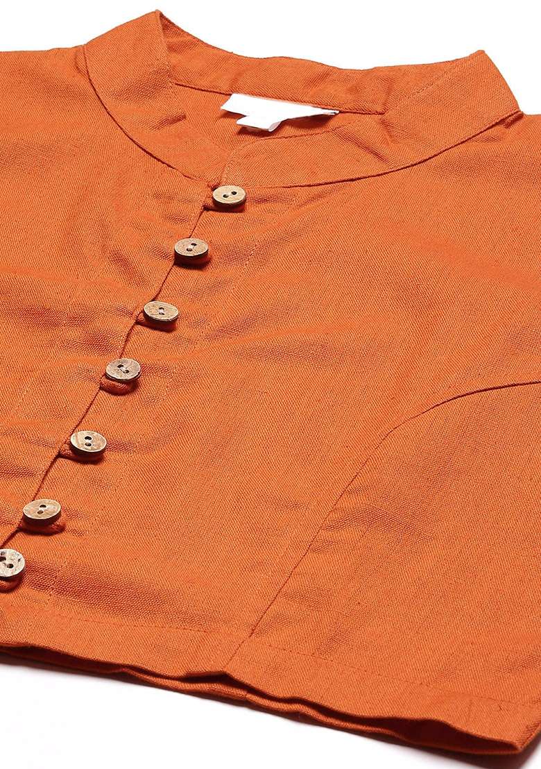 Rust Solid Cotton Blouse - Indya