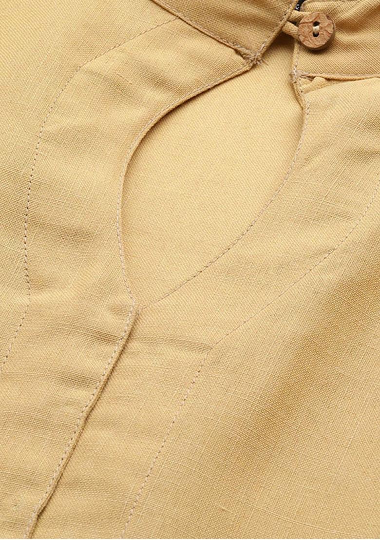 Beige Solid Cotton Blouse - Indya