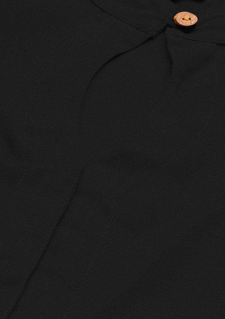 Black Solid Cotton Blouse - Indya
