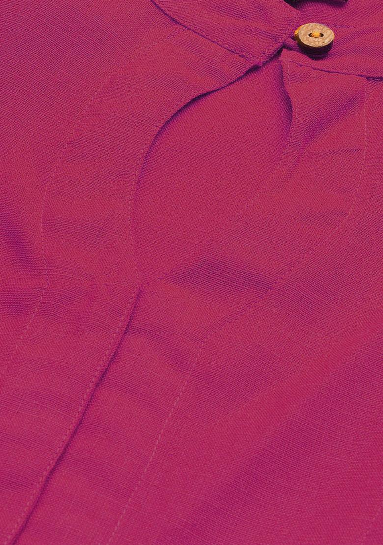Pink Solid Cotton Blouse - Indya