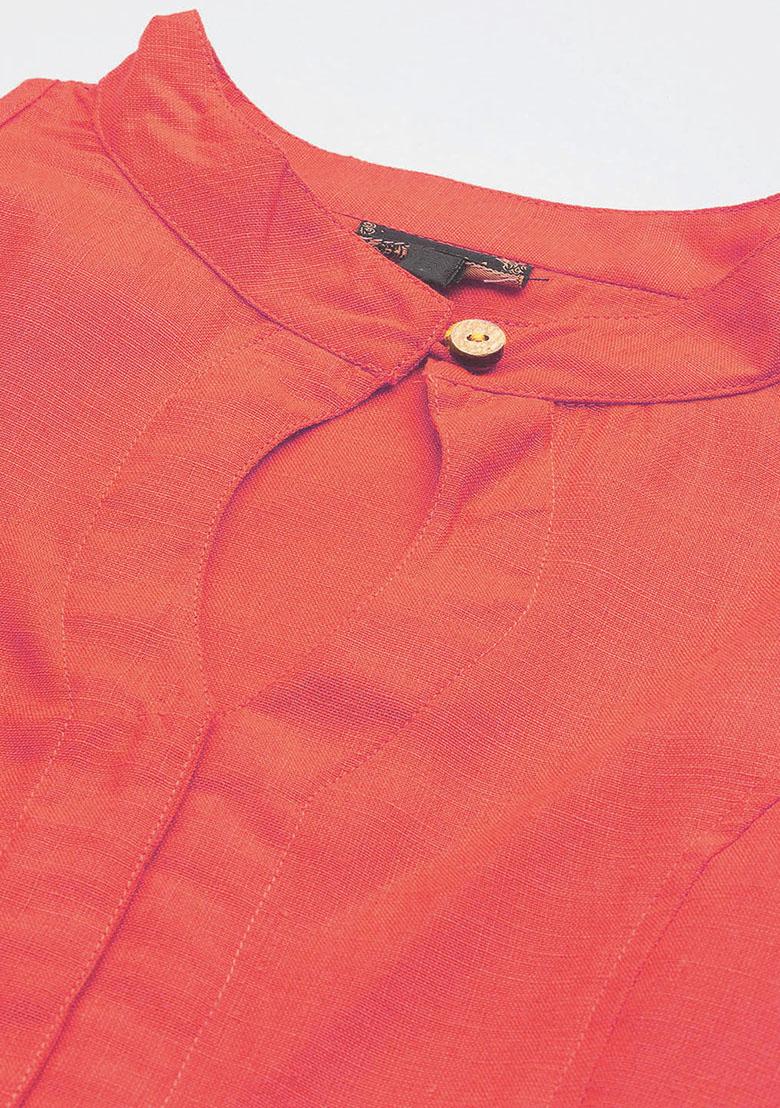 Peach Solid Cotton Blouse - Indya