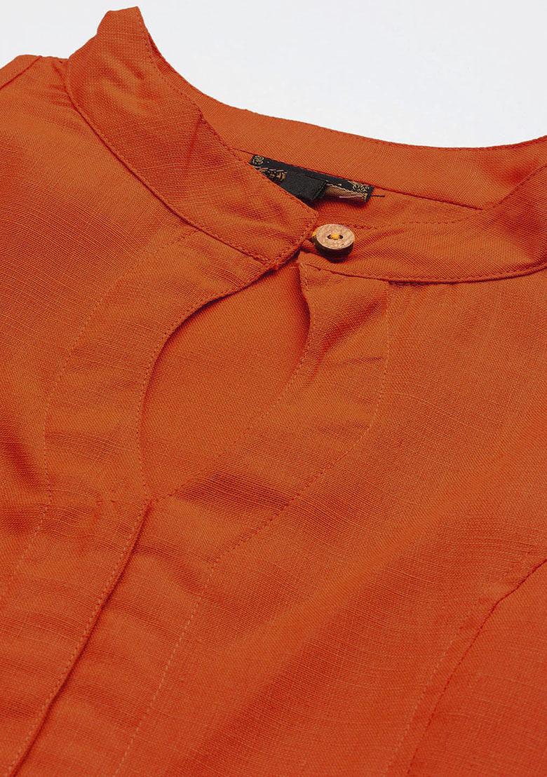 Rust Solid Cotton Blouse - Indya