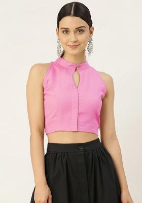 Pink Solid Cotton Blouse