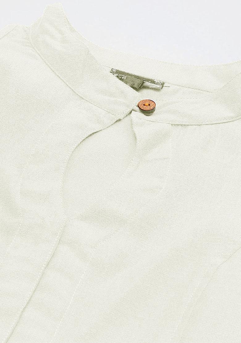 White Solid Cotton Blouse - Indya