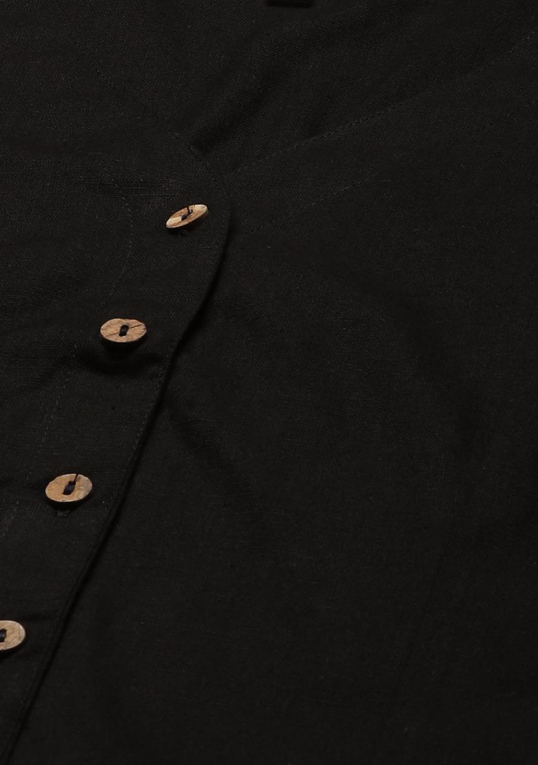 Black Solid Cotton Blouse - Indya