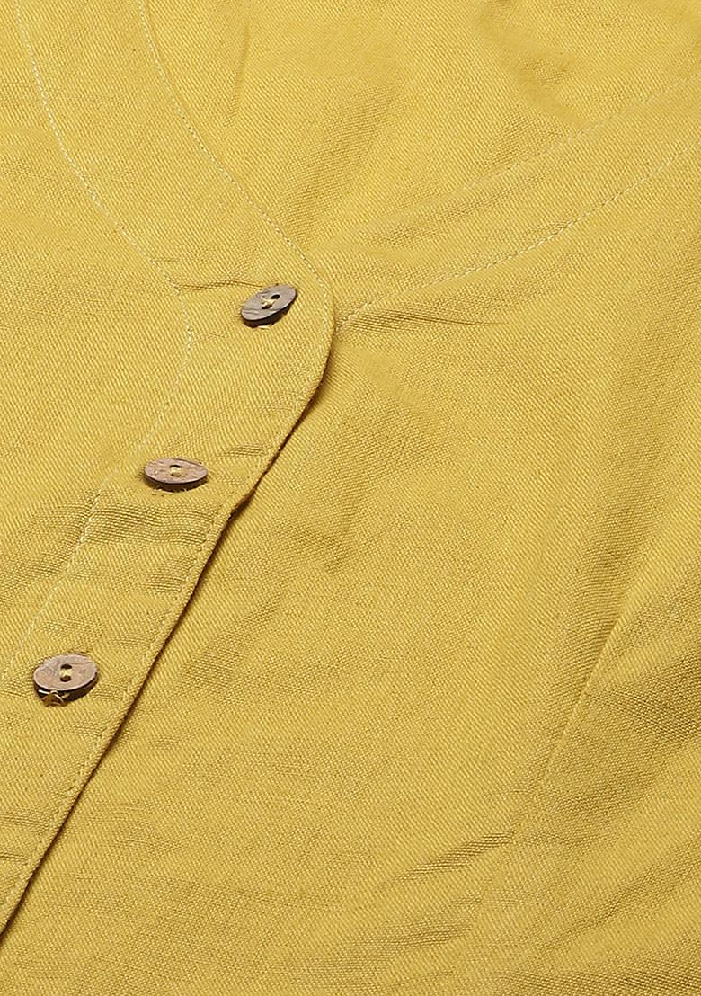 Mustard Solid Cotton Blouse - Indya