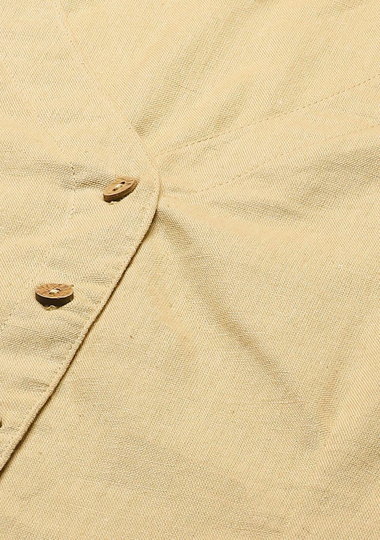 Beige Solid Cotton Blouse - Indya