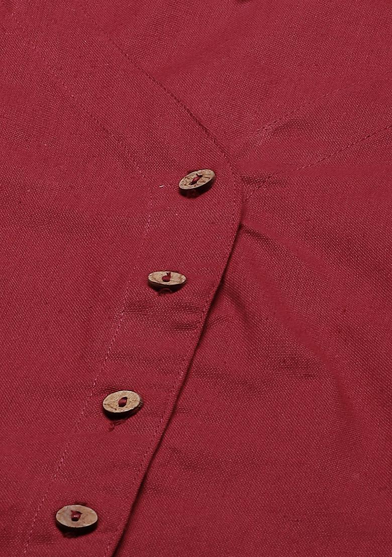 Maroon Solid Cotton Blouse - Indya