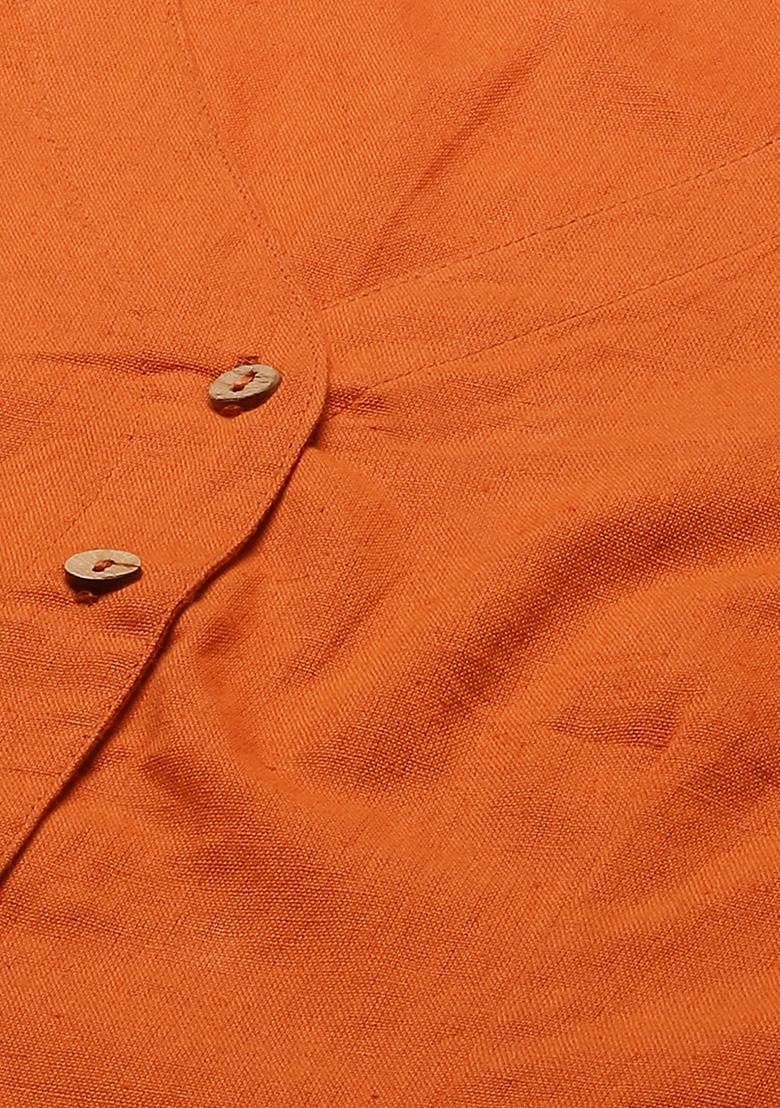 Rust Solid Cotton Blouse - Indya