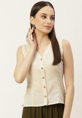 White Solid Cotton Blouse