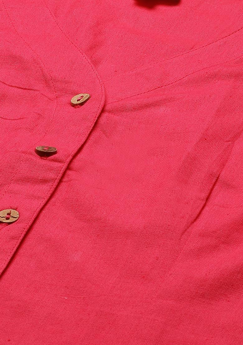 Pink Solid Cotton Blouse - Indya