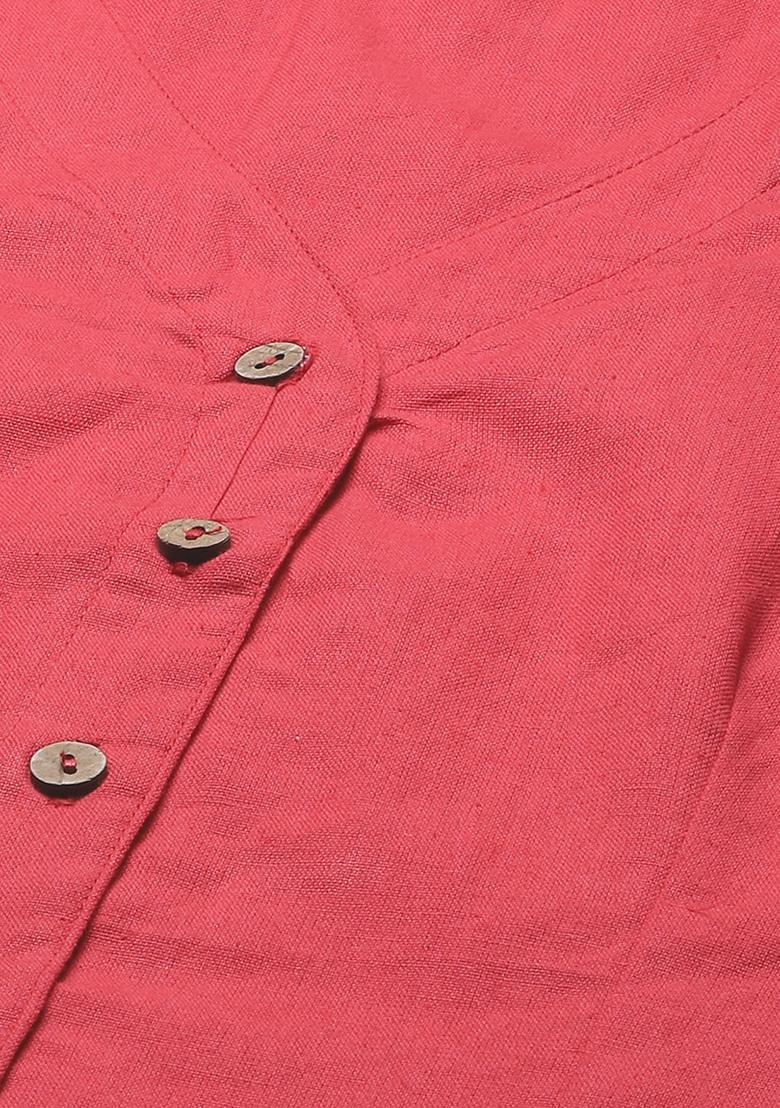 Peach Solid Cotton Blouse - Indya