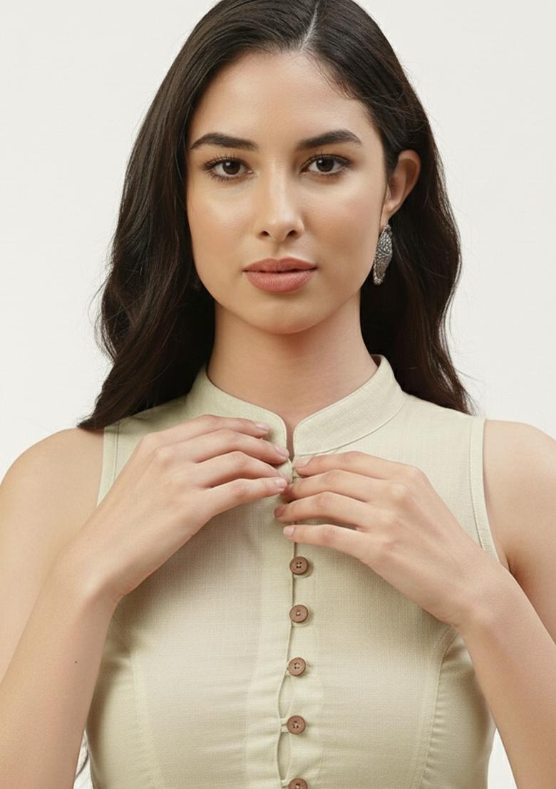 White Plain Cotton Blouse - Indya