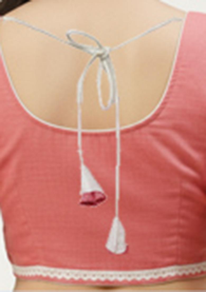 Pink Solid Cotton Blouse - Indya