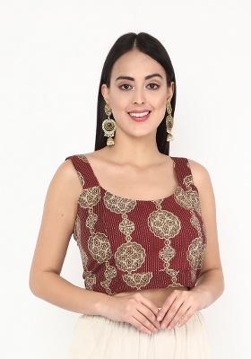 Maroon Printed Cotton Blouse