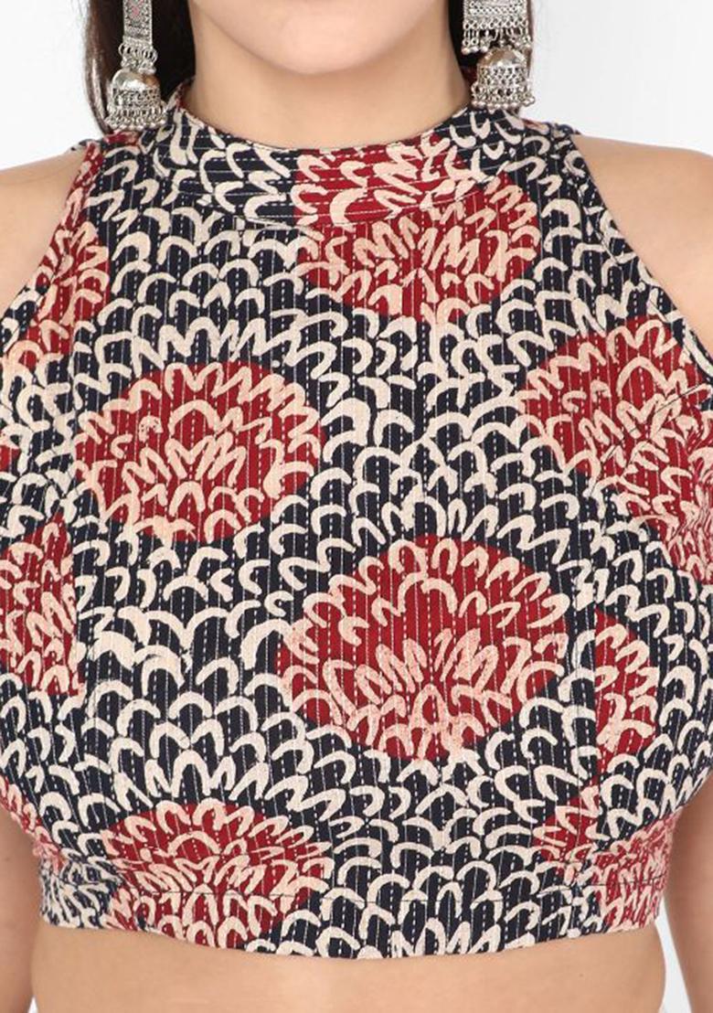 Multicolor Printed Cotton Blouse - Indya