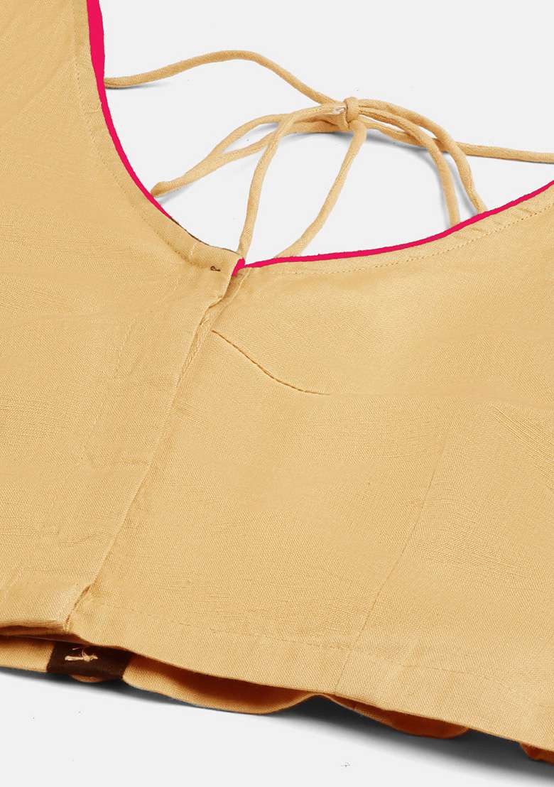 Beige Solid Cotton Blouse - Indya