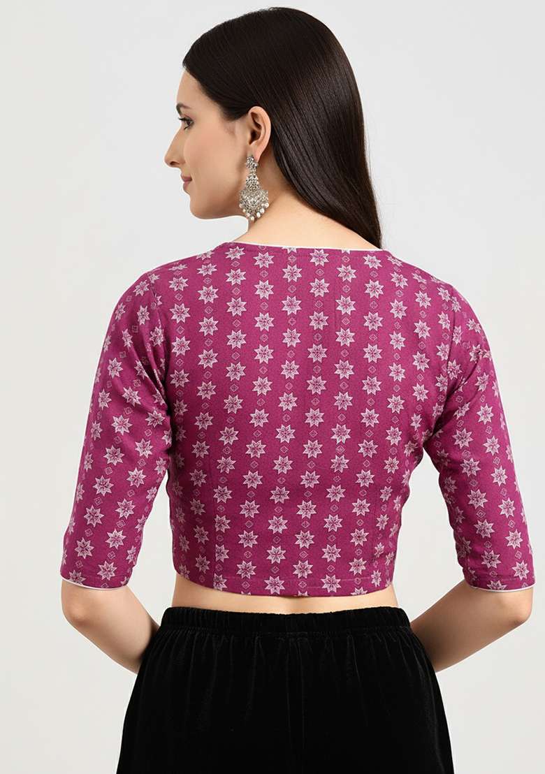 Pink Printed Cotton Blouse - Indya