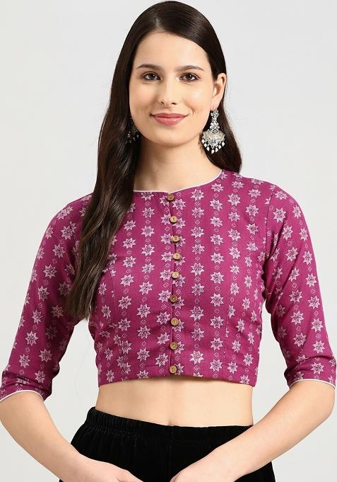 Pink Printed Cotton Blouse