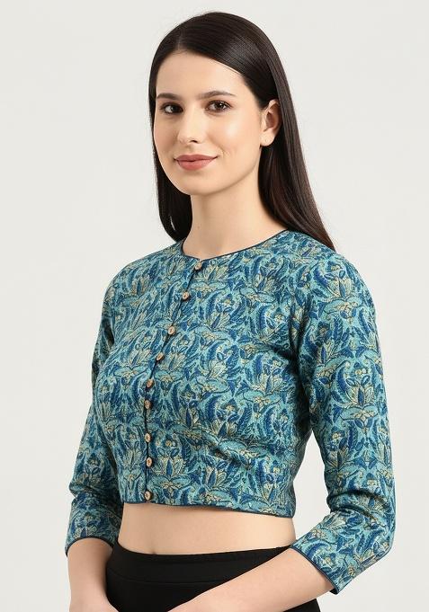 Green Printed Cotton Blouse