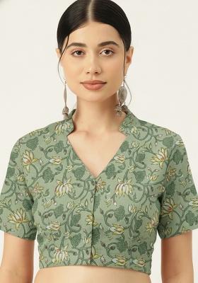 Green Printed Cotton Blouse