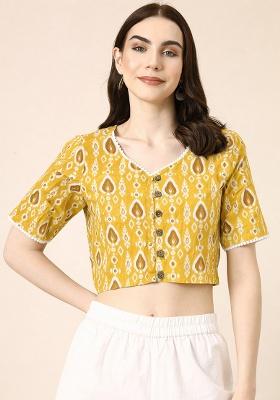 Yellow Printed Cotton Blouse