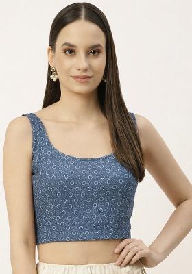 Grey Embroidery Rayon Blouse