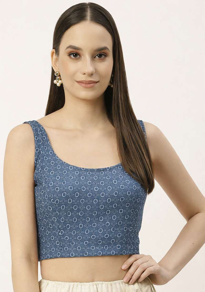 Grey Embroidery Rayon Blouse - Indya