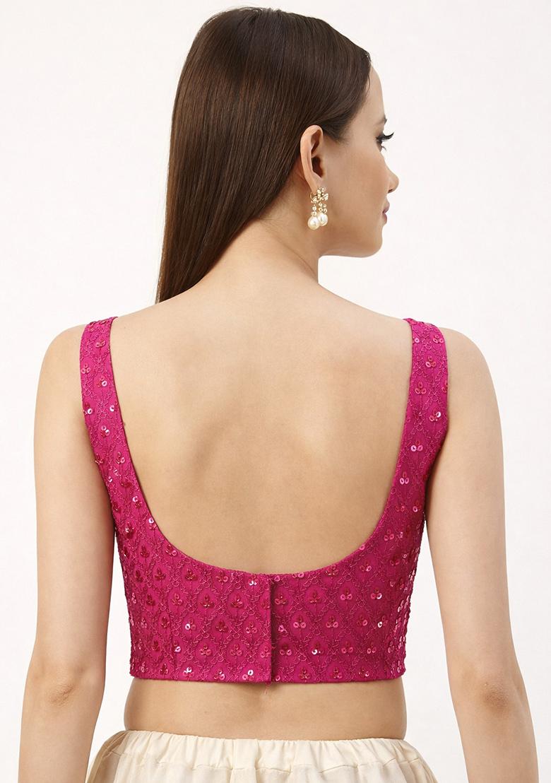 Pink Embroidery Rayon Blouse - Indya