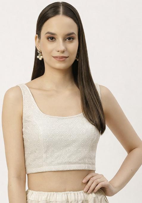 White Embroidery Rayon Blouse