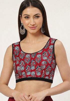 Maroon Printed Cotton Blouse