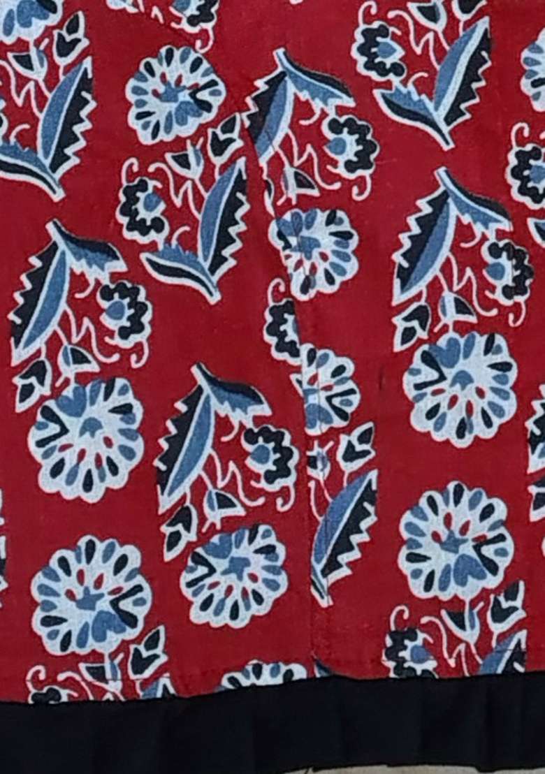 Maroon Printed Cotton Blouse - Indya