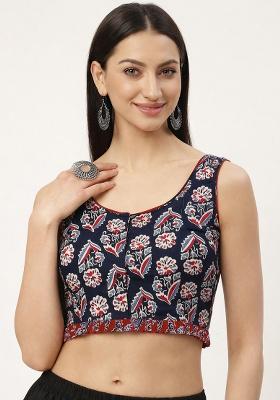 Black Printed Cotton Blouse