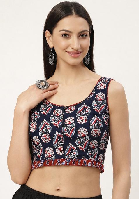 Black Printed Cotton Blouse