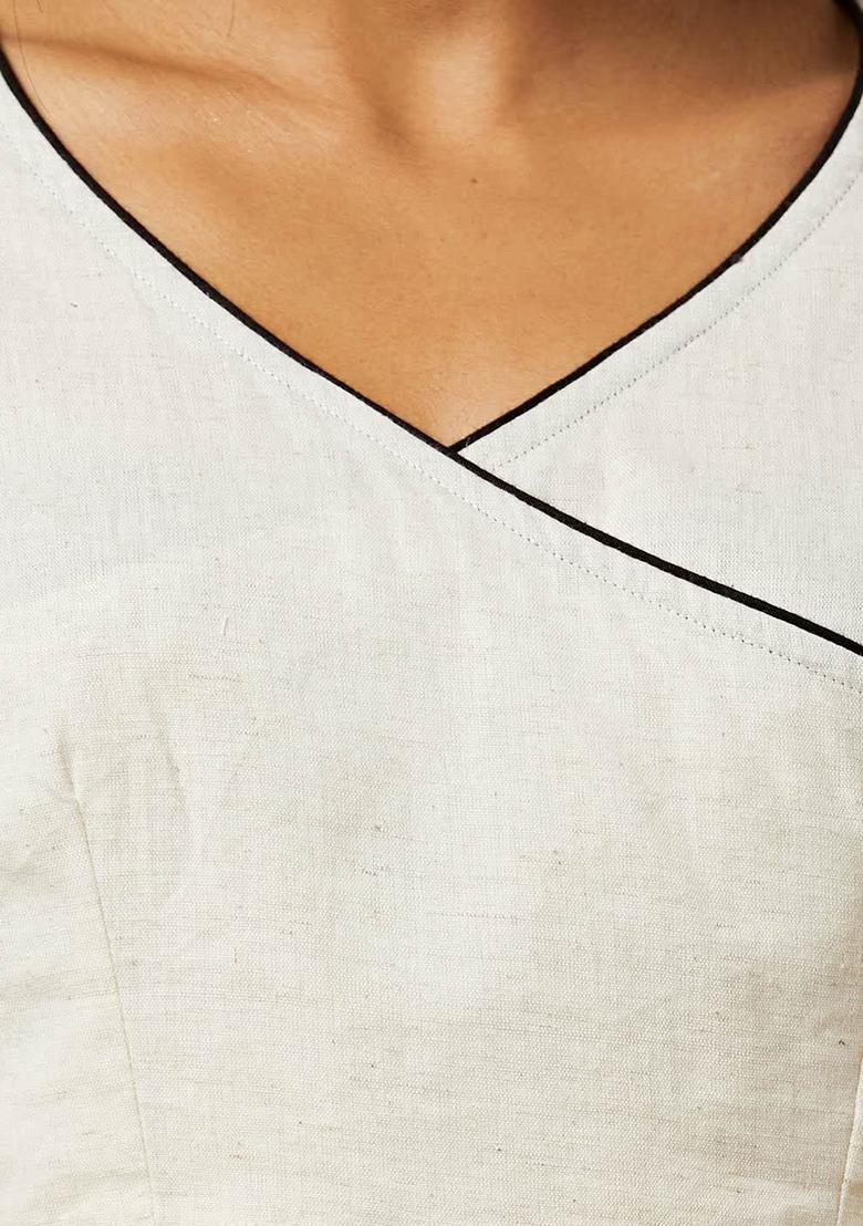 White Solid Cotton Blouse - Indya