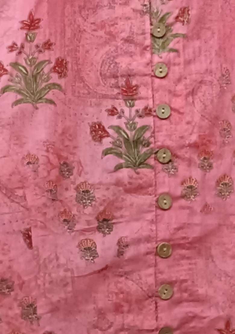 Pink Printed Cotton Blouse - Indya