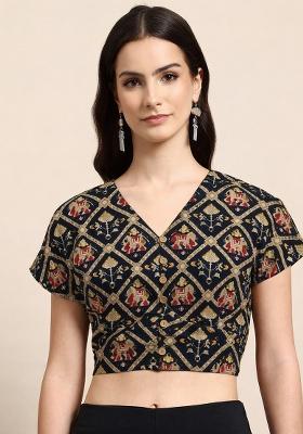 Black Printed Cotton Blouse