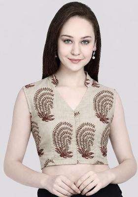 Black Printed Cotton Blouse