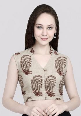 White Printed Cotton Blouse