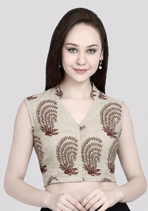 White Printed Cotton Blouse