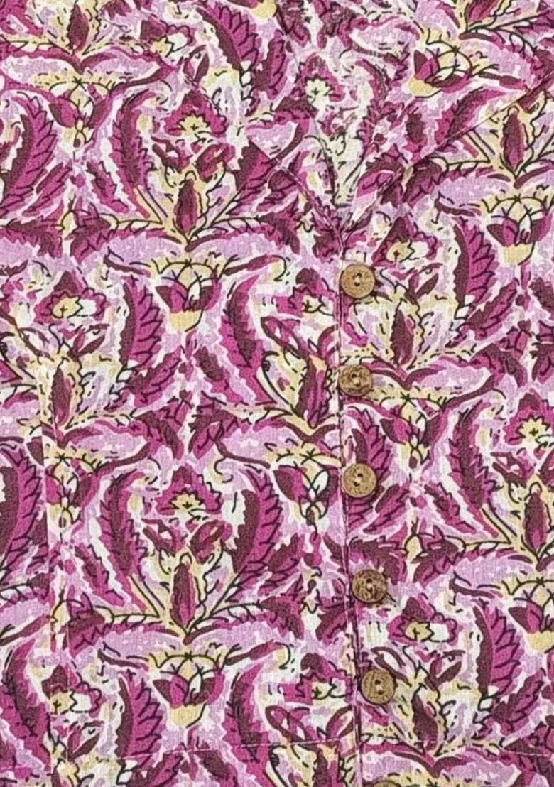 Pink Printed Cotton Blouse - Indya