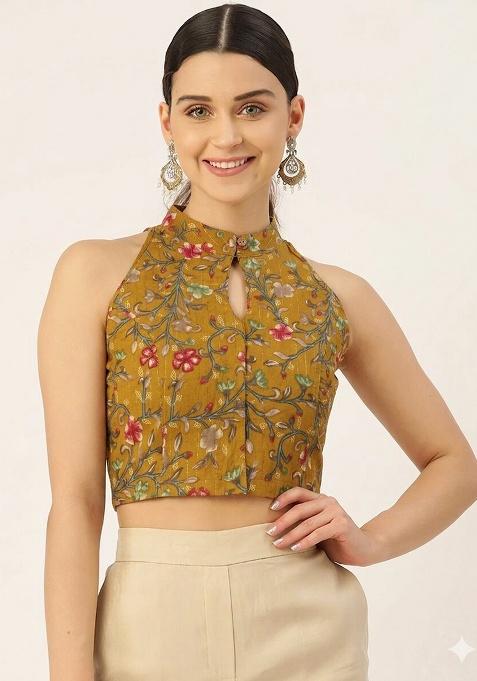 Mustard Printed Cotton Blouse