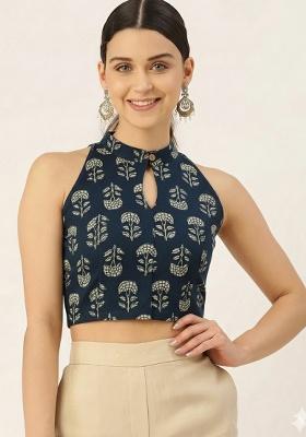 Blue Printed Cotton Blouse