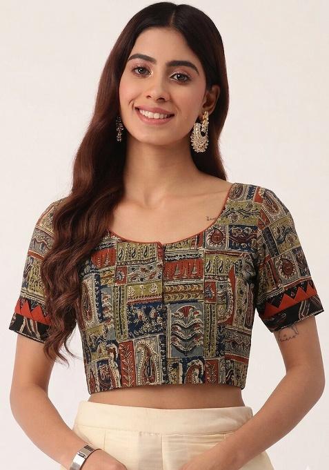 Rust Printed Cotton Blouse