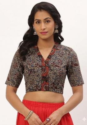 Brown Printed Cotton Blouse