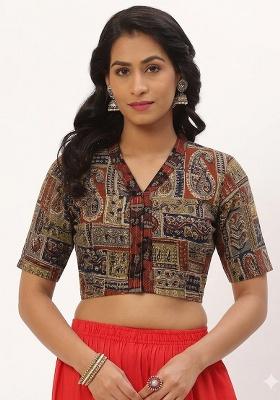 Rust Printed Cotton Blouse