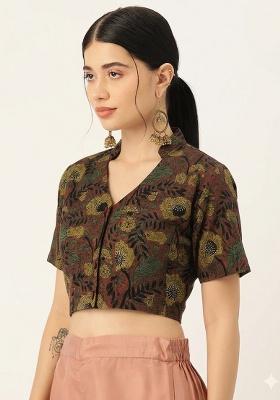 Brown Printed Cotton Blouse