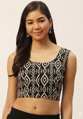 Black Printed Cotton Blouse